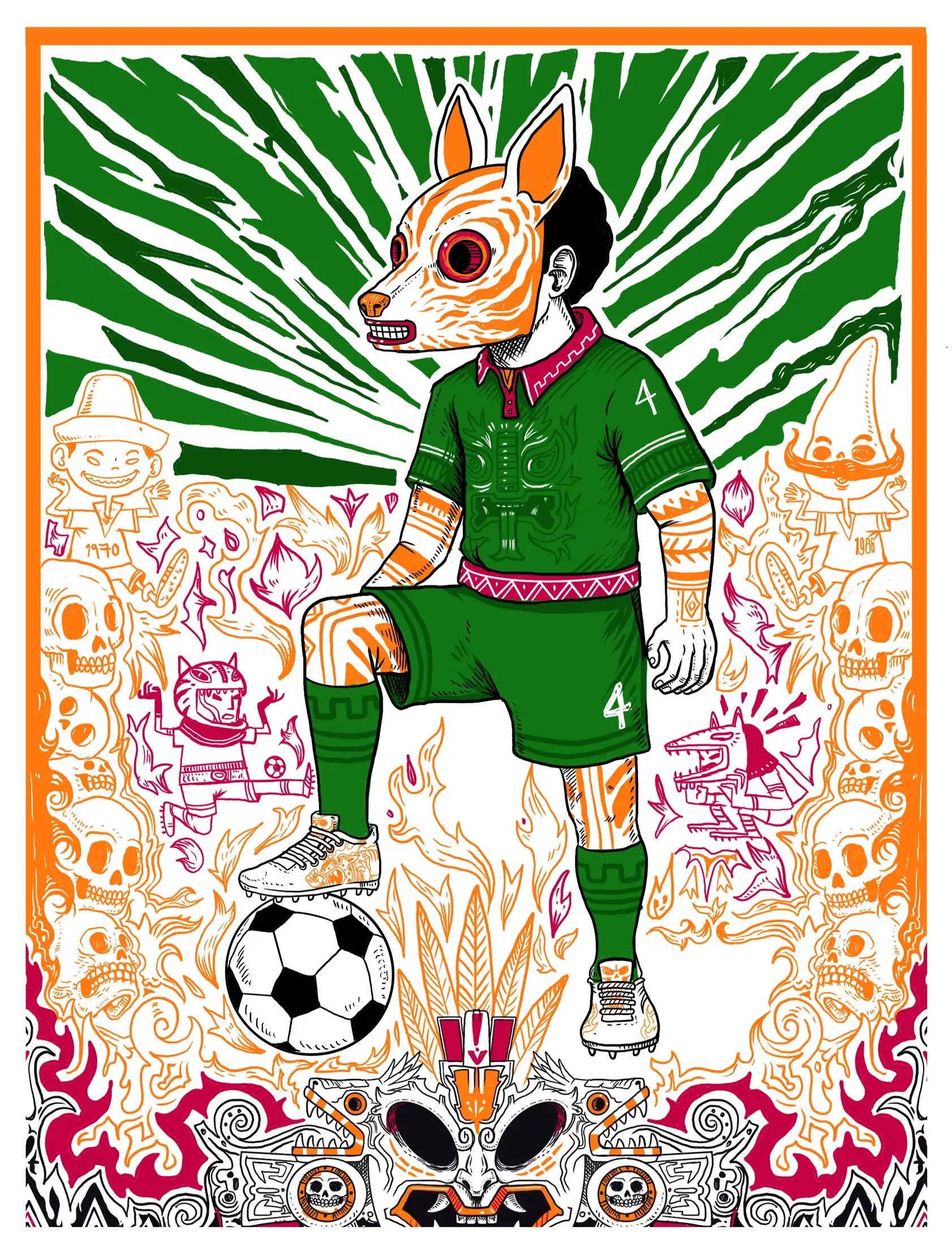El Xolo — serigrafía original Niebla × Saner, colección Los Diez Sagrados